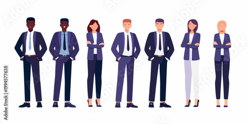 Diverse group of professionals standing in a row arms crossed