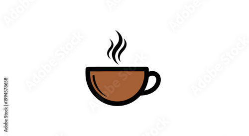A Simple Graphic Depiction of a Steaming Cup of Coffee for Various Applications