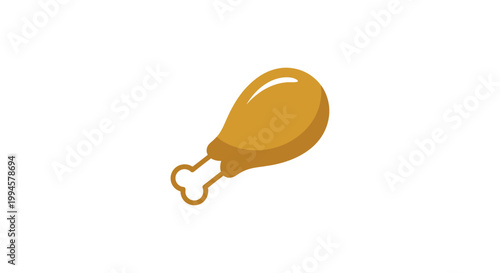 A stylized illustration of a golden-brown chicken leg on a pristine white background