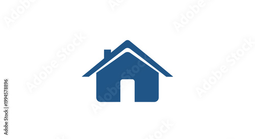 Minimalist Blue Home Icon on a White Background Representing Real Estate and Housing