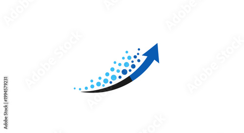 Abstract illustration of an upward arrow composed of dots, showing growth and progress