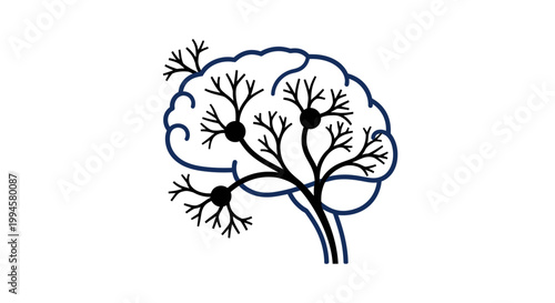 Illustration of a stylized brain with neural pathways representing cognitive processes