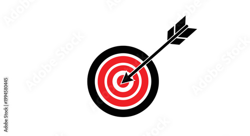 Arrow hitting the bullseye, representing focus and achievement on a white background