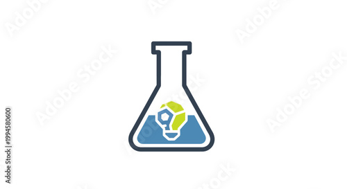 Creative laboratory illustration with a lightbulb in a flask represents innovation
