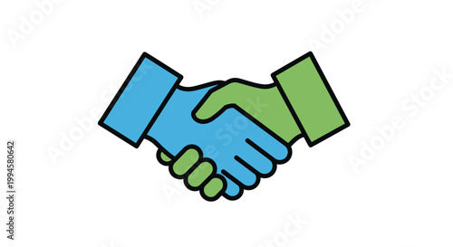 Graphic illustration of handshake symbol representing agreement and collaboration concepts