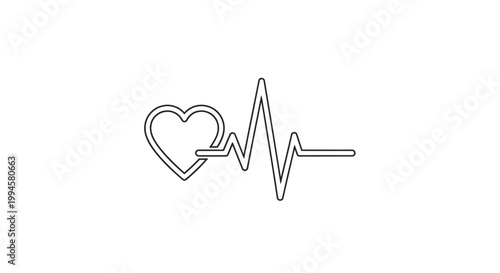 Heartbeat illustration depicting a visual representation of life and health symbol.