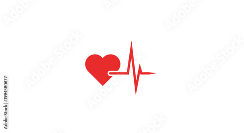 Heartbeat illustration of a medical logo in red against a white background for healthcare concepts