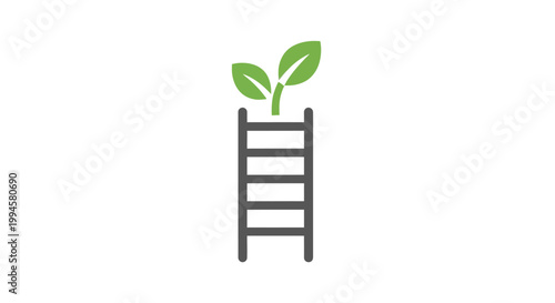 Illustration depicting growth, opportunity, and aspiration with a plant climbing a ladder