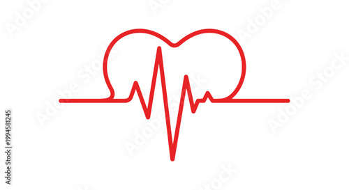 Medical illustration depicting heart rhythm and health monitoring with white background design
