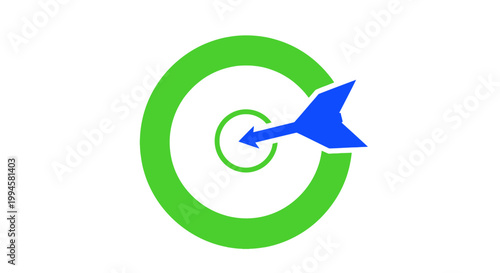 Target icon with a blue arrow, conceptual graphic for goals and achievements