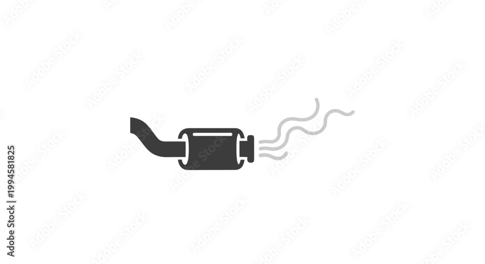 Fototapeta premium Exhaust emissions illustration of a vehicle's system, isolated on a white background, no comma or