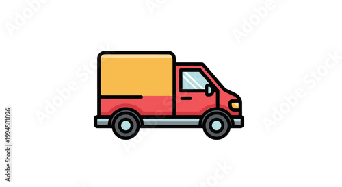 Illustration of a Red Delivery Truck for Logistics and Transportation