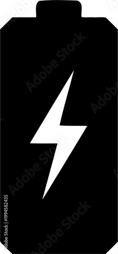 Solid Vector Battery with Lightning Bolt - Fast Charging and Energy Concept