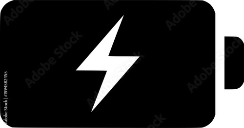 Solid Vector Battery with Lightning Bolt - Fast Charging and Energy Concept