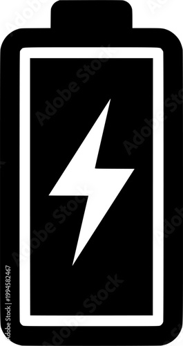 Solid Vector Battery with Lightning Bolt - Fast Charging and Energy Concept