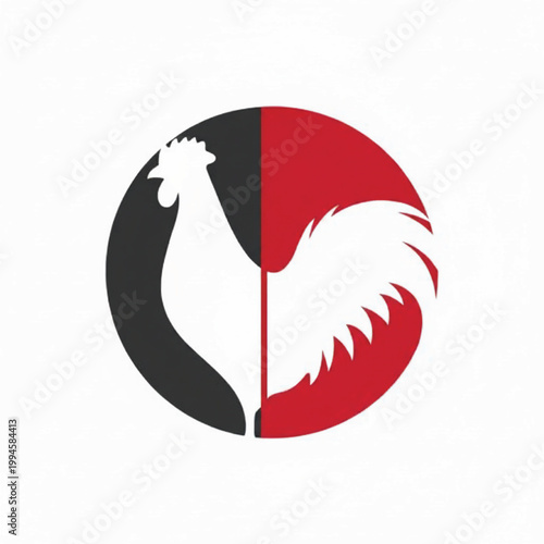 Dragon shield logo with red and black half circle design and white roaring dragon head in modern vector style
