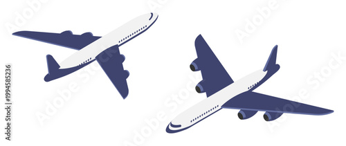 Isometric passenger airliner with jet engines. 3D cartoon vector isolated on white background