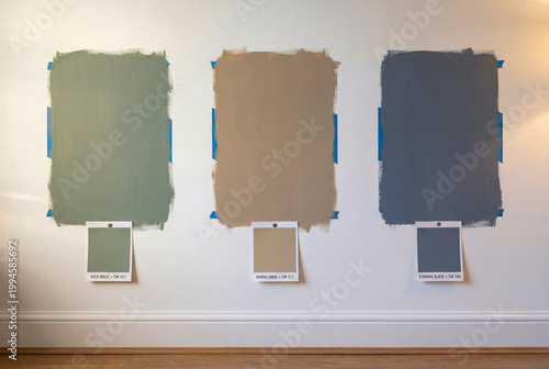 Paint Color Samples Testing on Wall for Interior Design Renovation