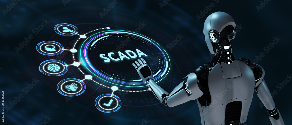 Fototapeta premium System Supervisory Control And Data Acquisition technology concept. SCADA. 3d illustration