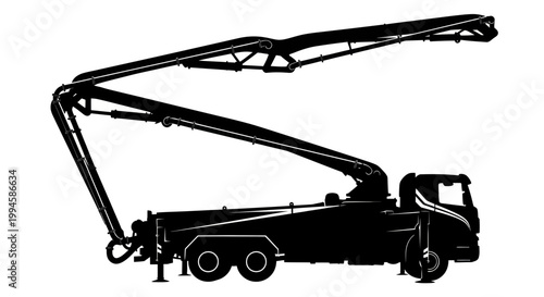 Concrete Pump Truck Silhouette - Construction Vehicle for Building Projects