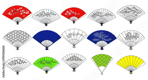 Collection of Decorative Japanese Handheld Fans