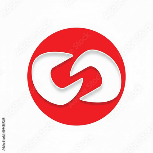 Recycle arrows icon with red circular background and white 3D style recycling symbol featuring sustainability, eco, environmental with green