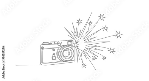 Camera with burst of light effect.