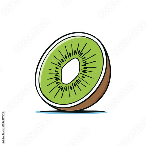 Sliced kiwi fruit with vibrant green pulp and black seeds isolated on white