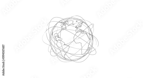 Globe Earth Map Lines Illustration.
