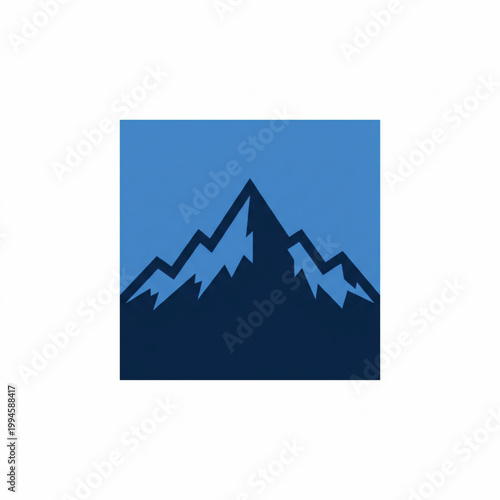 Mountains landscape illustration with blue sky and dark jagged peaks for handmade project design featuring craft, artwork, nature with scenery and