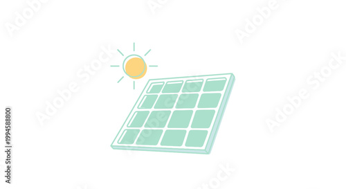 Illustration depicting a solar panel harnessing energy from the sun in a clean design