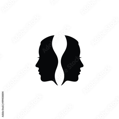 Two Black Silhouette Human Faces.
