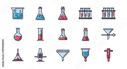 Illustration of scientific laboratory equipment and apparatus for chemistry experiments