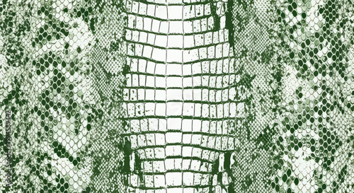Green Crocodile and Snake Skin Texture Pattern Seamless Abstract Background