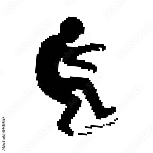 Pixel art person slipping down