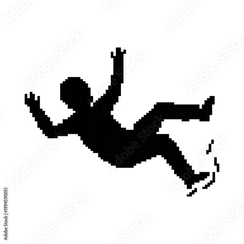 Silhouette of person slipping falling