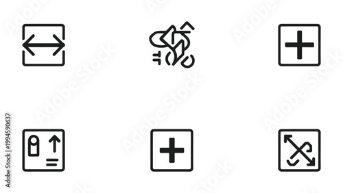 Iconic Visual Language: A collection of simple, yet eloquent icons communicating concepts of addition, expansion, and other fundamental design principles. 