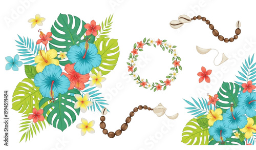 Hawaiian shirt vector design tropical floral aloha clothing pattern