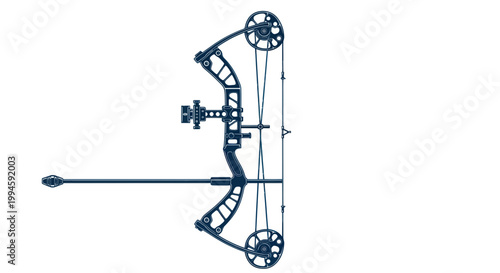Modern Compound Bow with Arrow Rest, Isolated on White Background
