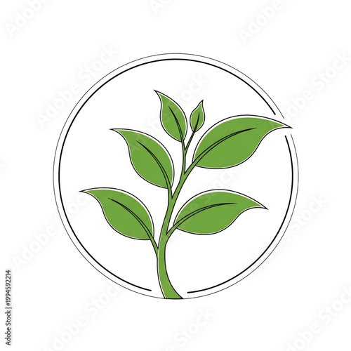Sprouting plant in circle representing eco growth and sustainability.
