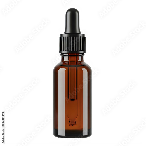 Amber glass dropper bottle with black cap