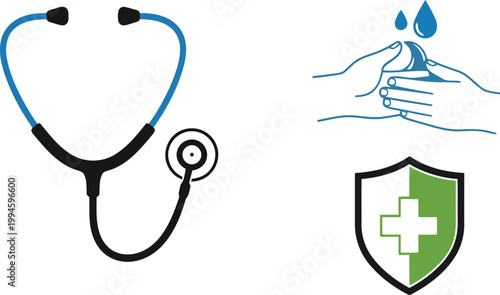  World Patient Safety Day Healthcare Safety Vector Set illustration, black icons, agriculture symbols isolated on White Background vector