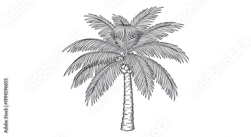 Stylized Palm Tree Illustration - Tropical Plant Vector Art