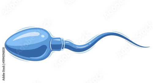 Blue Sperm Cell Illustration, Medical Science, Reproduction Concept