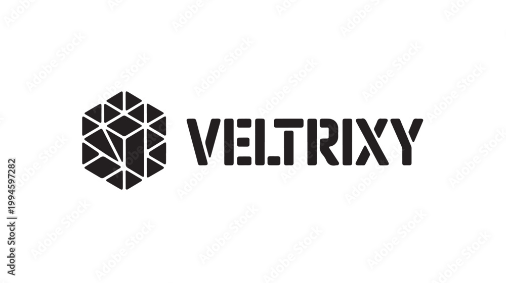 Fototapeta premium Veltrixy Geometric Emblem - Sharp Minimalist Vector Logo on White Background for Professional Business Branding