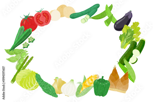 いろいろな野菜のフレームイラスト