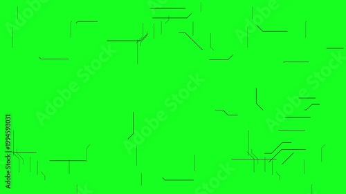 Abstract digital network lines moving on a vibrant green screen background, 4k footage