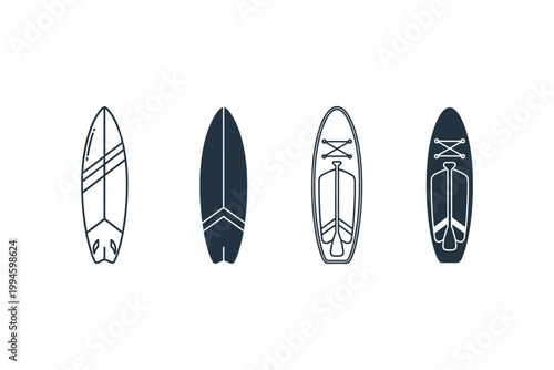 Surfboard and Paddleboard Icons