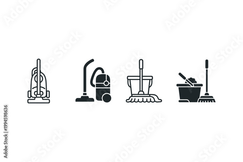 Cleaning Tools Icons Set