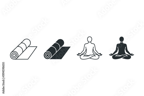 Yoga Mat and Meditation Icons